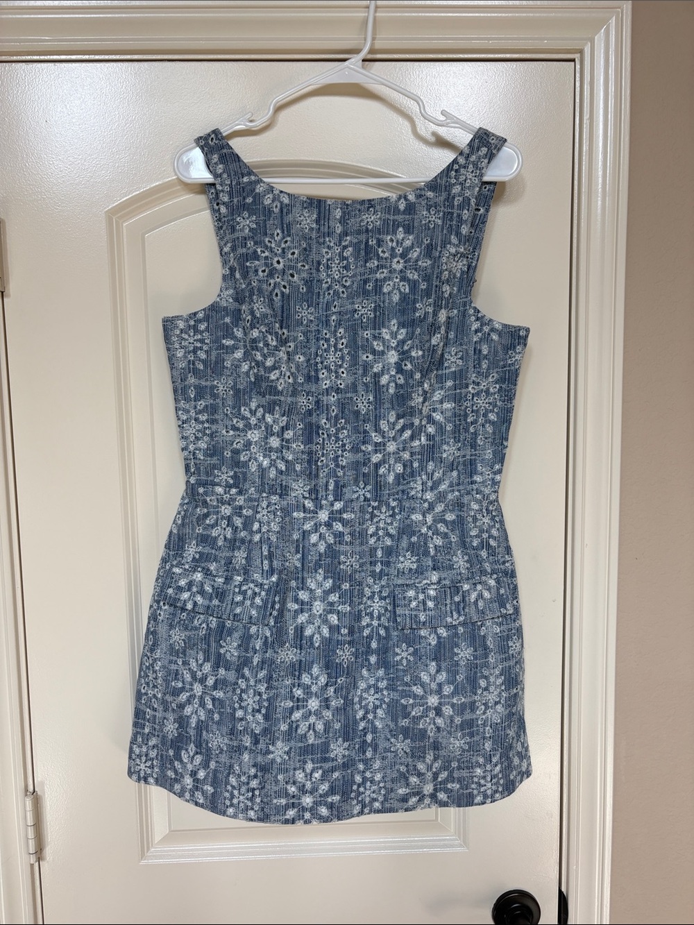 Amanda Uprishard Sleeveless Blue Floral Denim-Style romper